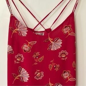 Streetwear Society| Red Floral X-Back Spaghetti Strap Mini Sheath Dress Sz M